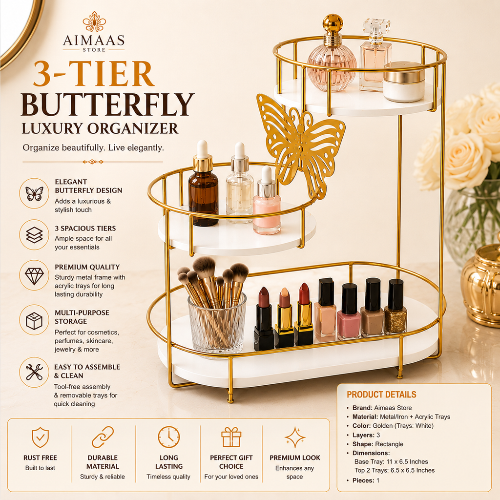 Luxury 3-Tier Butterfly Jewelry Organizer Stand
