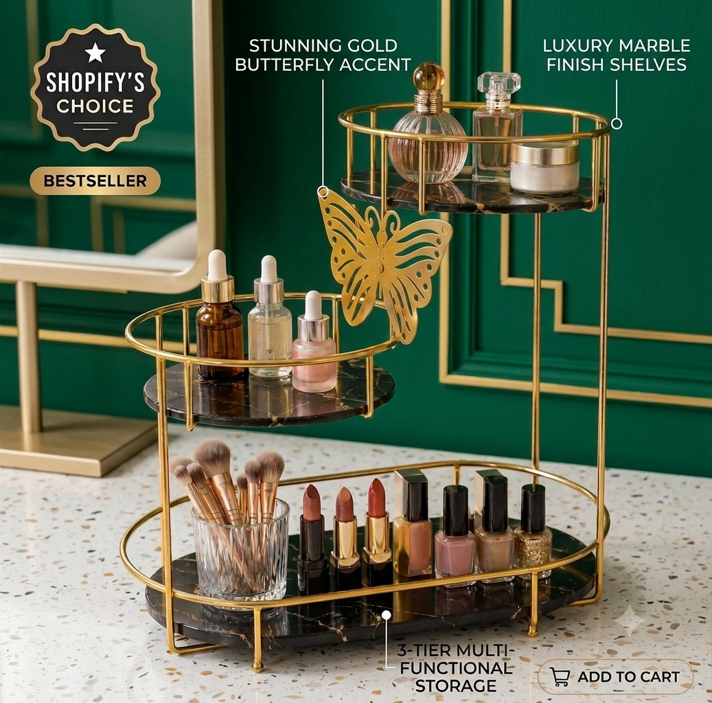 Luxury 3-Tier Butterfly Jewelry Organizer Stand