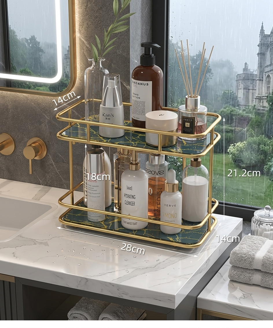 2-Tier Acrylic Countertop Organizer | Luxury Makeup, Skincare & Perfume Storage Rack