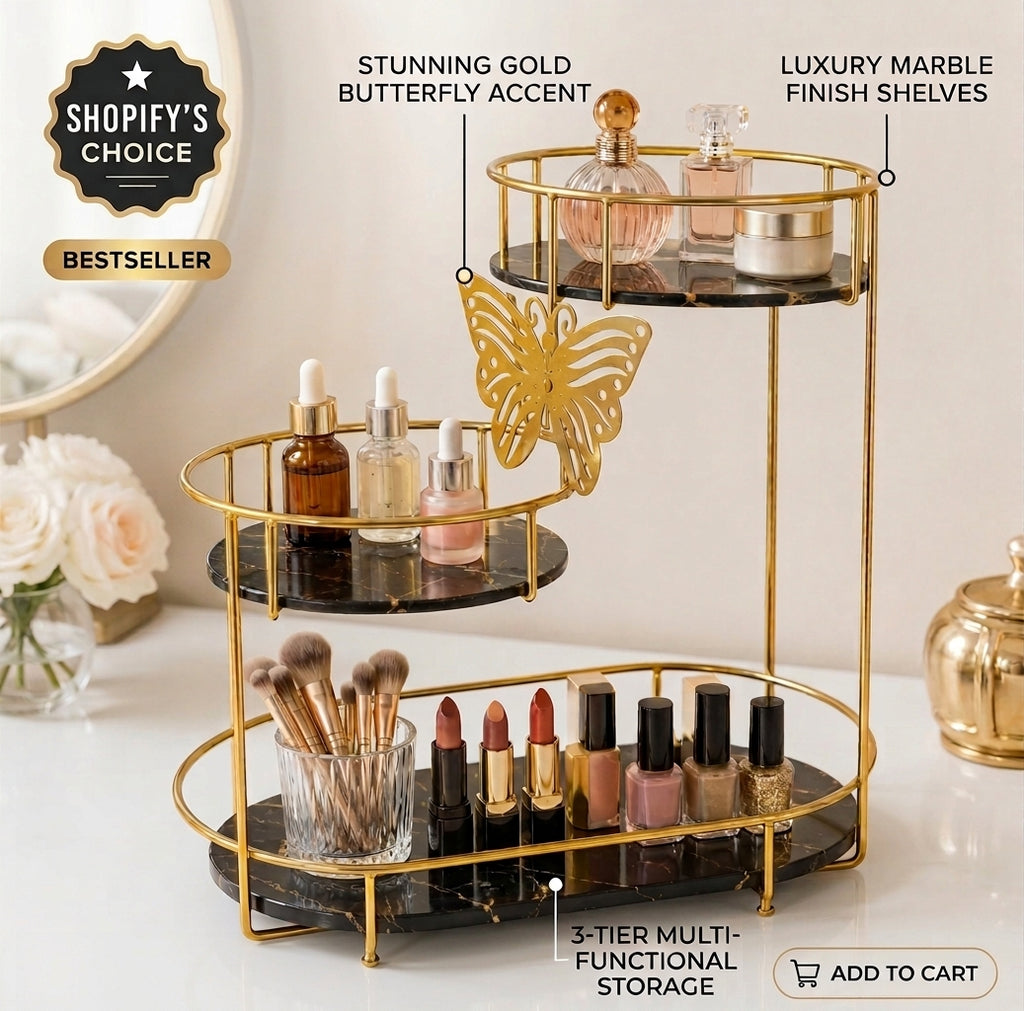 Luxury 3-Tier Butterfly Jewelry Organizer Stand