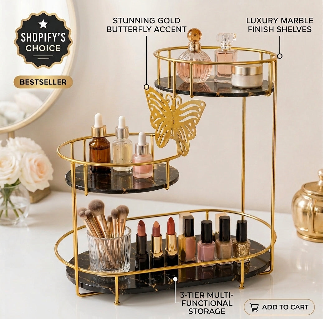 Luxury 3-Tier Butterfly Jewelry Organizer Stand