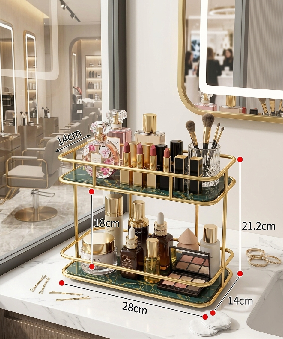2-Tier Acrylic Countertop Organizer | Luxury Makeup, Skincare & Perfume Storage Rack