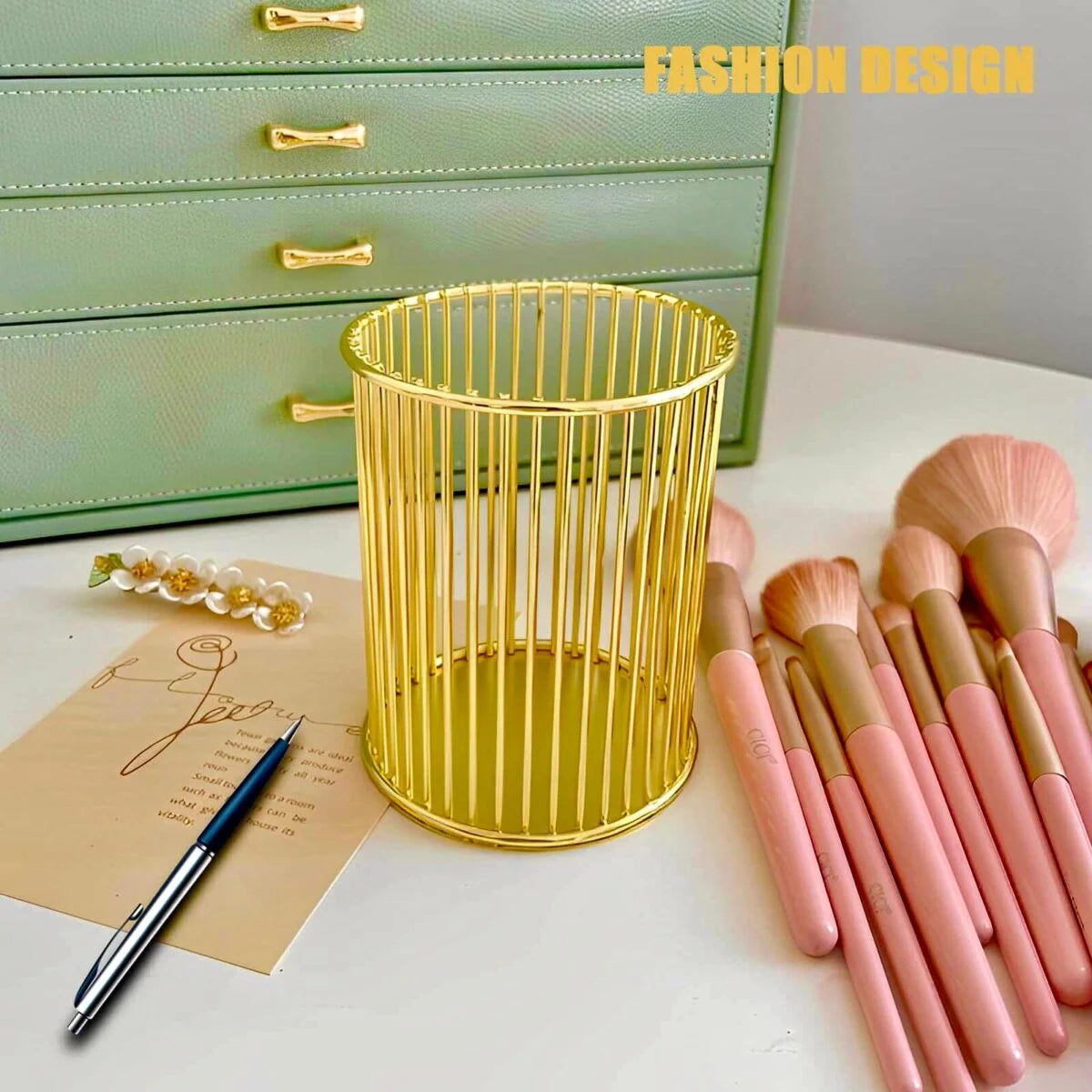 ✨ Aiza's Metal Cosmetics Holder for Brushes and Pens