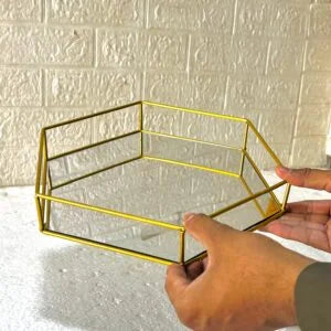 Hexagonal Cosmetics Mirror Base Vanity Tray.