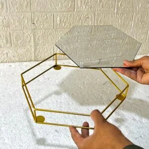 Hexagonal Cosmetics Mirror Base Vanity Tray.