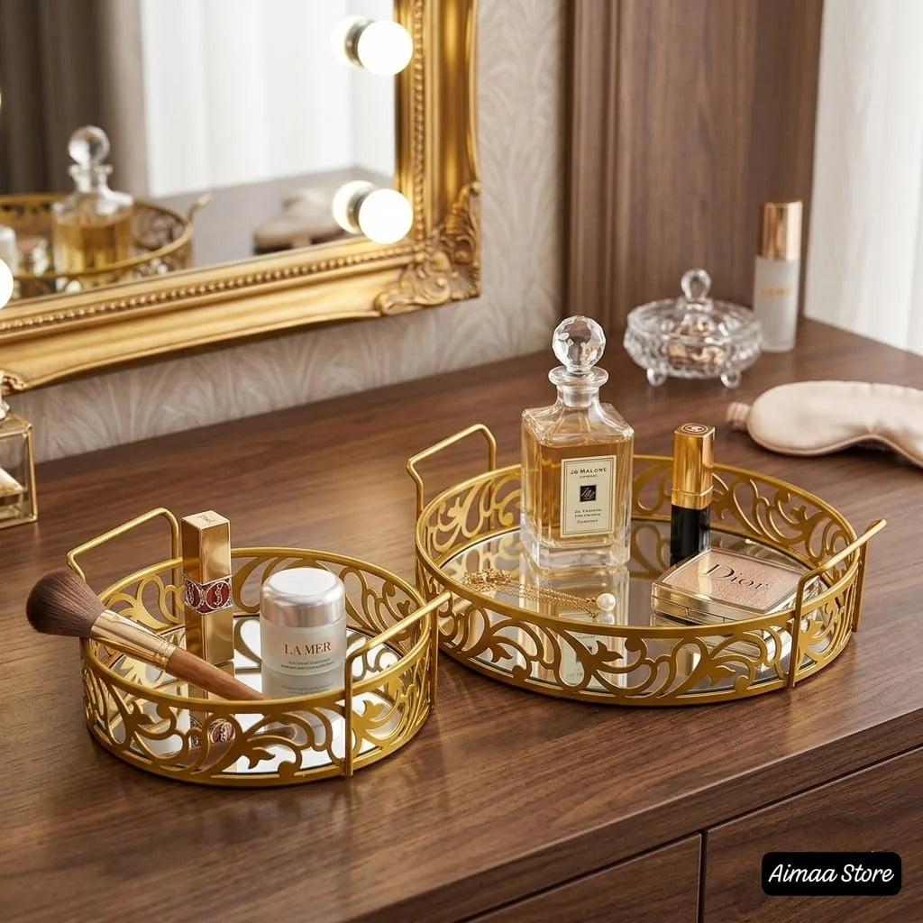 ✨ Aiza's Round Set of 2 Cosmetics &amp; Serving Trays