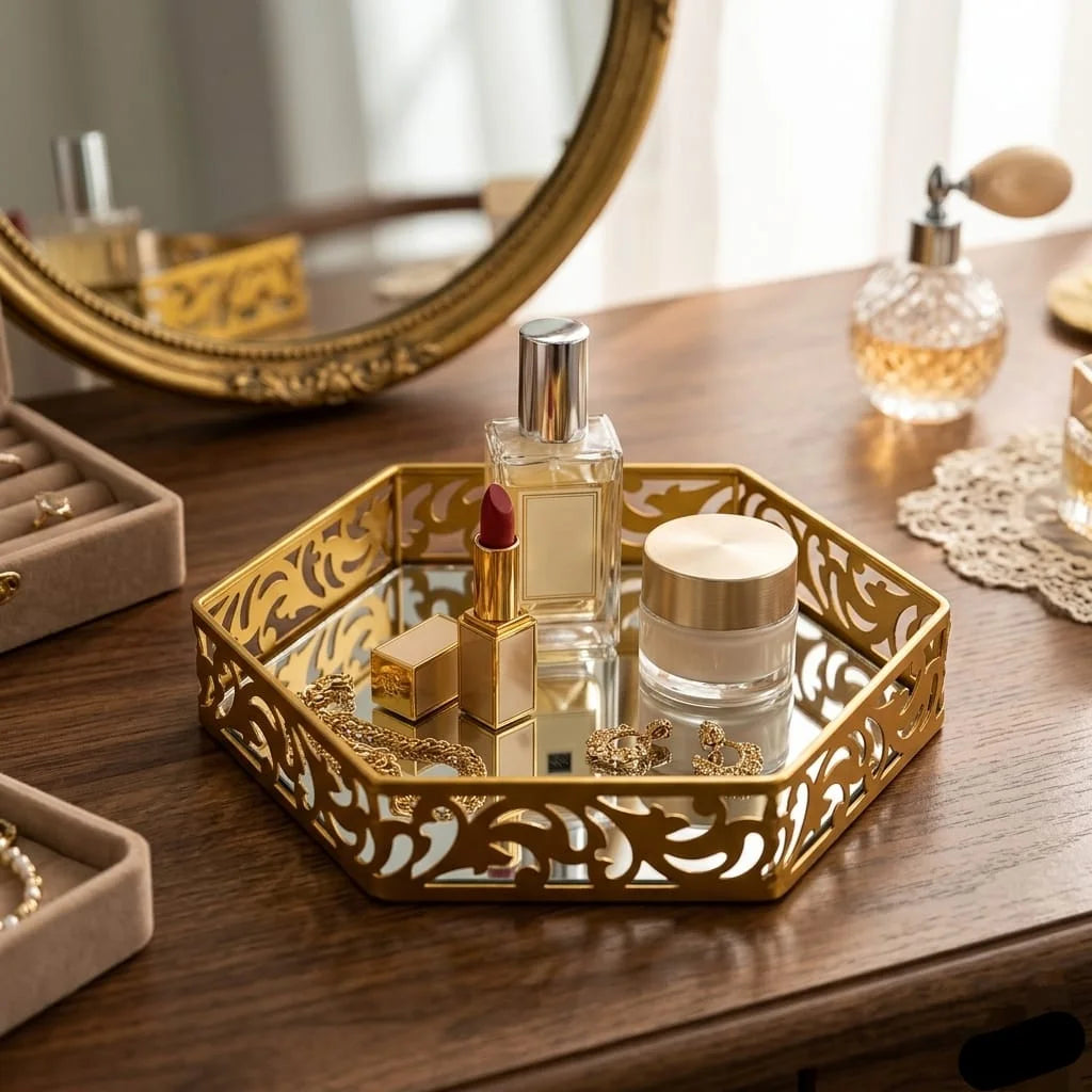 ✨ Aiza's Hexagonal Cosmetics &amp; Serving Mirror Tray