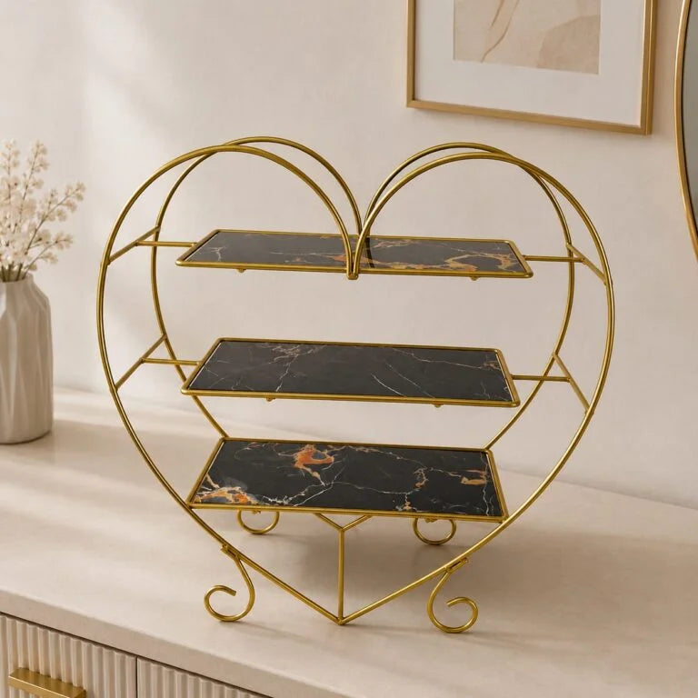 Heart Shape 3 Layers Cosmetics &amp; Food Organizer