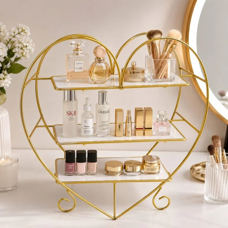 Heart Shape 3 Layers Cosmetics &amp; Food Organizer