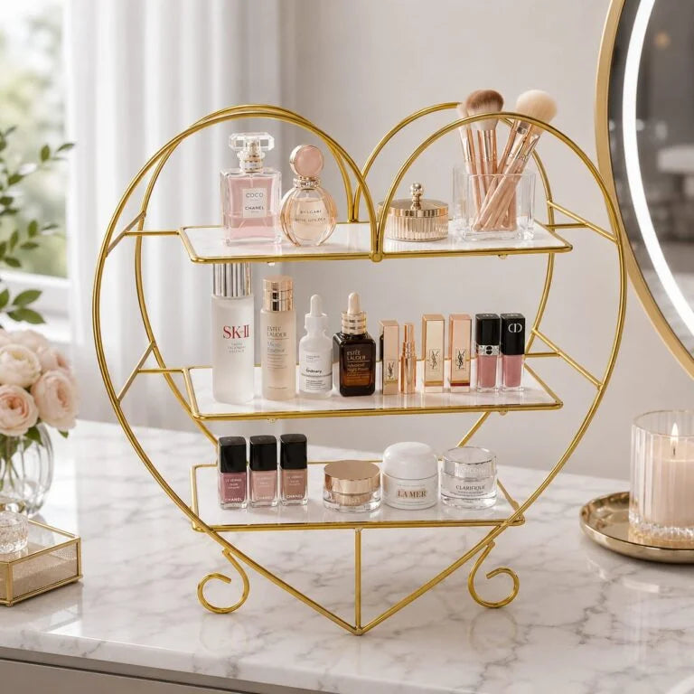 Heart Shape 3 Layers Cosmetics &amp; Food Organizer