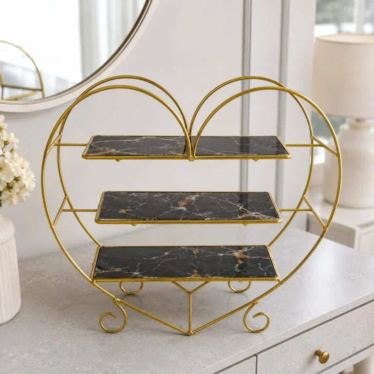 Heart Shape 3 Layers Cosmetics &amp; Food Organizer