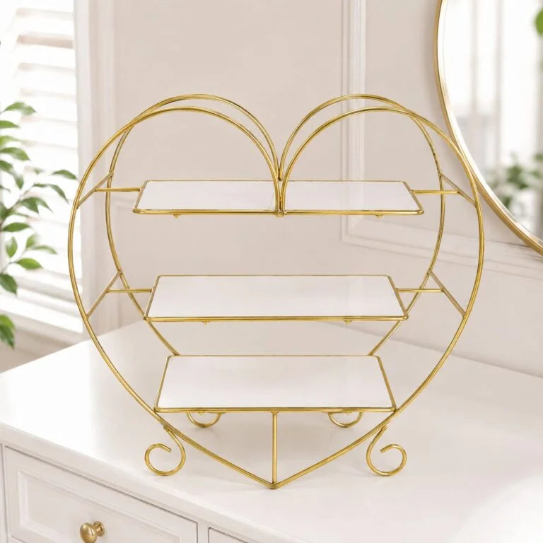 Heart Shape 3 Layers Cosmetics &amp; Food Organizer